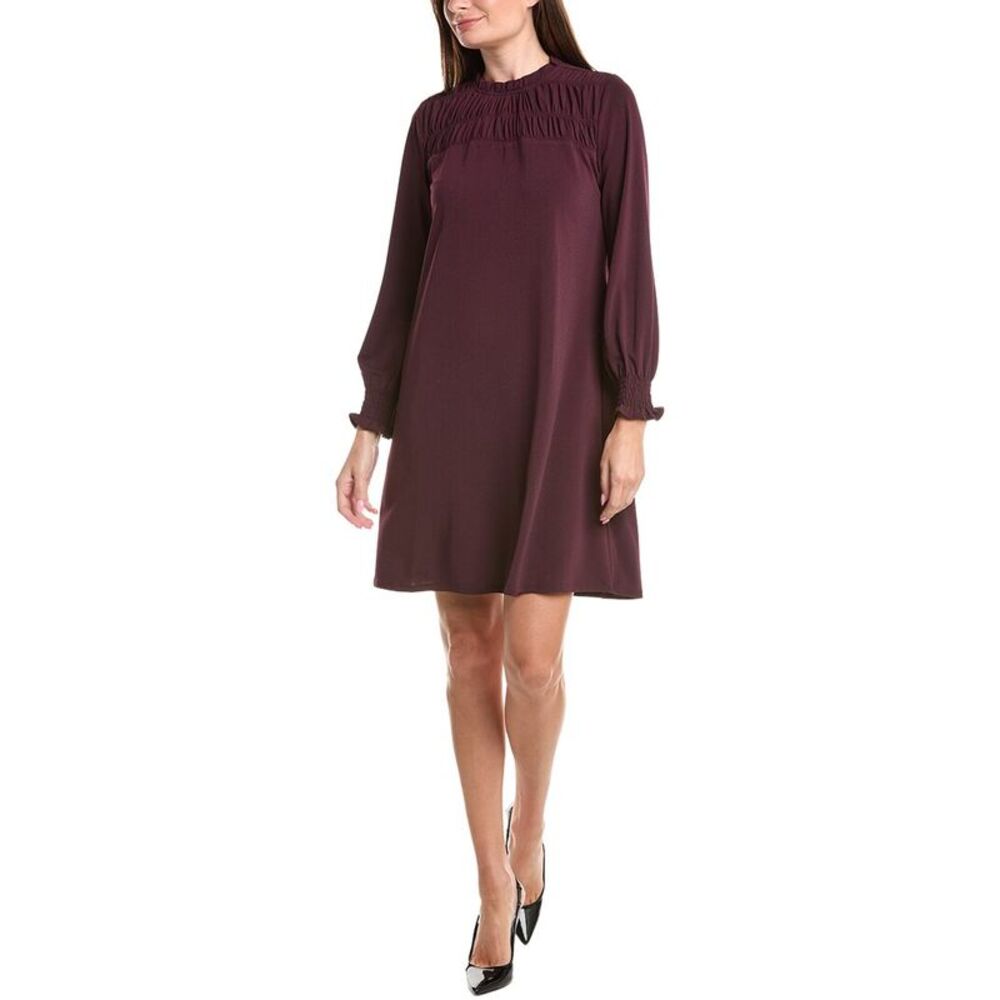 Adrianna Papell Womens  Solid Knit Moss Crepe Shirred Dress, Purple